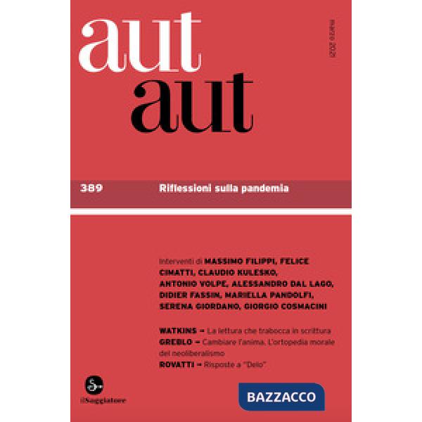 Aut aut. Vol. 389: Riflessioni sulla pandemia
