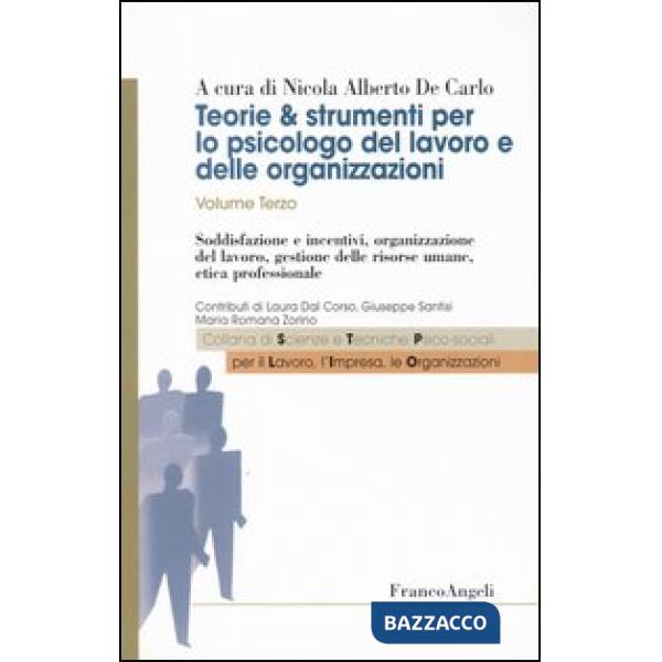 Teorie & strumenti per lo psicologo del lavoro e delle organizzazioni. Vol. 3: Soddisfazione e incentivi, organizzazione del lav