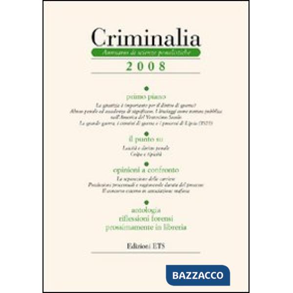 Criminalia. Annuario di scienze penalistiche (2008)