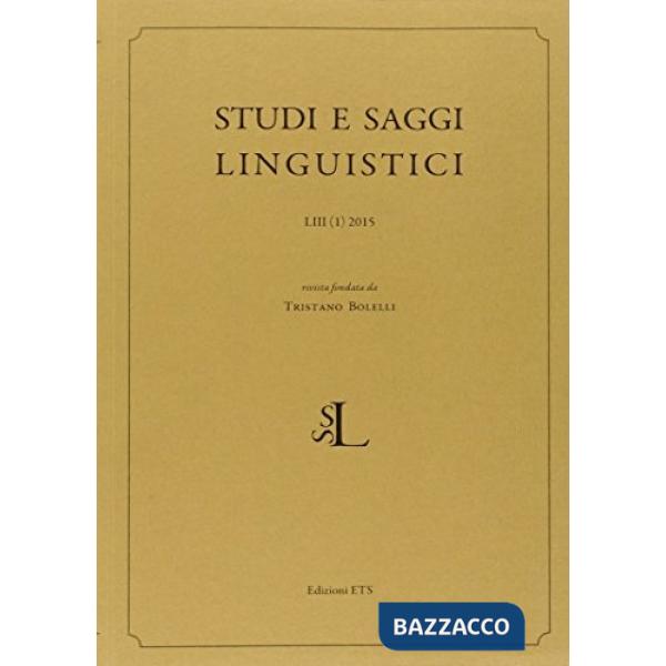 Studi e saggi linguistici (2015). Vol. 1