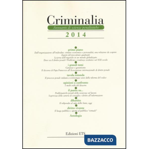 Criminalia. Annuario di scienze penalistiche (2014)