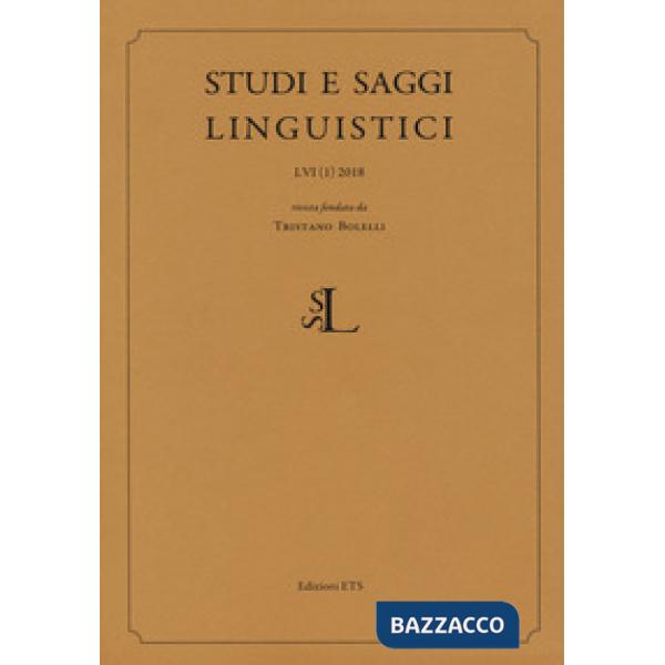 Studi e saggi linguistici (2018). Vol. 1