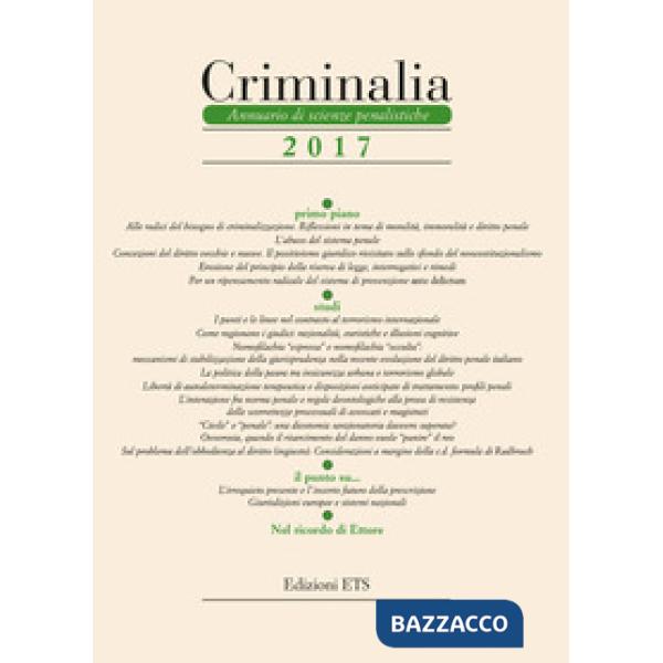 Criminalia. Annuario di scienze penalistiche (2017). Vol. 12
