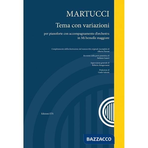 Tema con variazioni per pianoforte con accompagnamento d'orchestra in Mi bemolle maggiore. Partitura. Con CD Audio