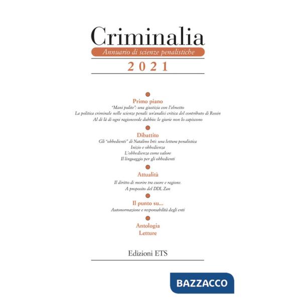 Criminalia. Annuario di scienze penalistiche (2021). Vol. 16