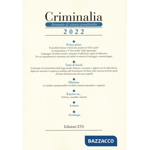 Criminalia. Annuario di scienze penalistiche (2022). Vol. 17