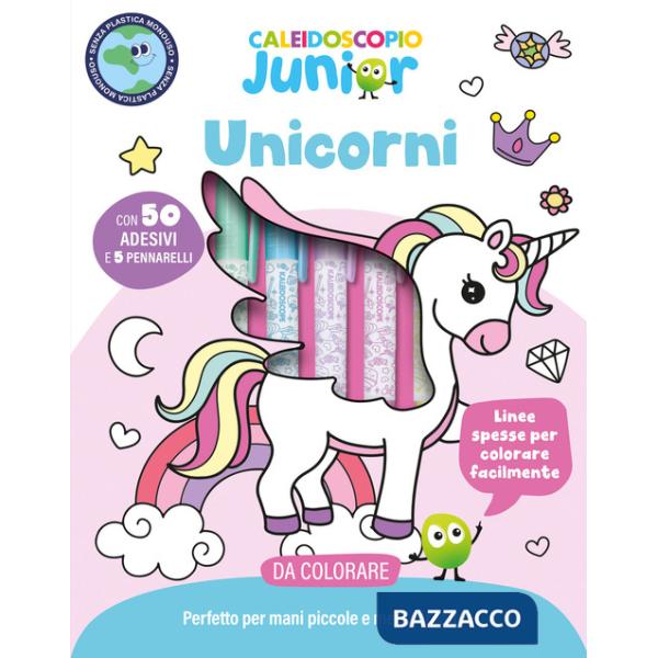 Caleidoscopio junior. Unicorni. Ediz. illustrata. Con 5 pennarelli colorati. Con Adesivi