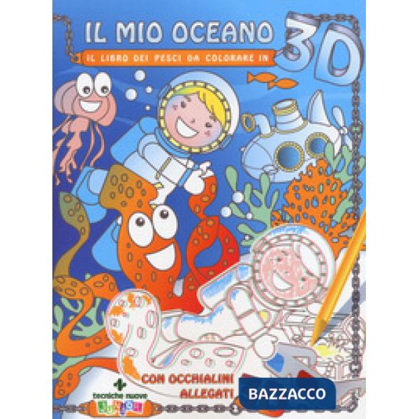 Mio oceano. Il libro dei pesci da colorare in 3D. Ediz. illustrata. Con occhiali