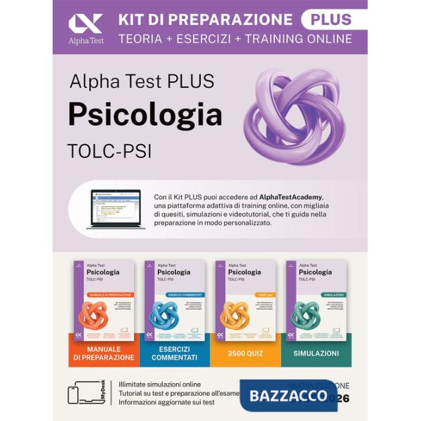 Alpha Test Plus Psicologia TOLC-PSI 2026-2027. Kit di preparazione Plus. Per test di ammissione universitari. Con piattaforma e 