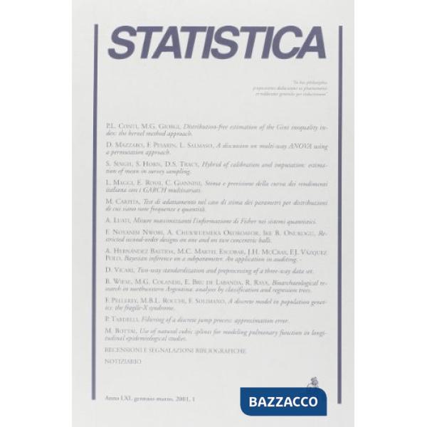 Statistica (2001). Vol. 1