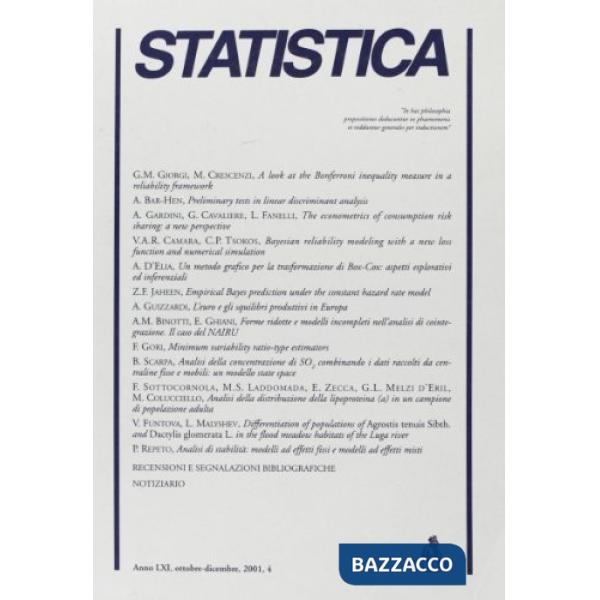 Statistica (2001). Vol. 4