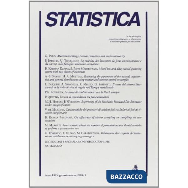Statistica (2004). Vol. 1