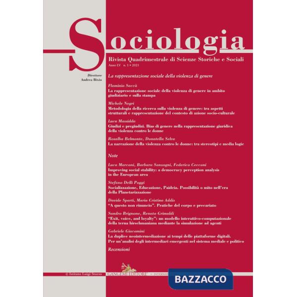 Sociologia. Rivista quadrimestrale di scienze storiche e sociali (2021). Vol. 1