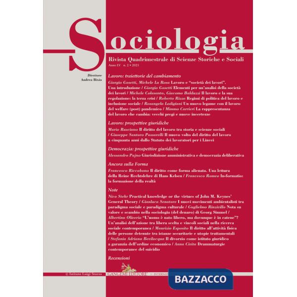 Sociologia. Rivista quadrimestrale di scienze storiche e sociali (2021). Vol. 2
