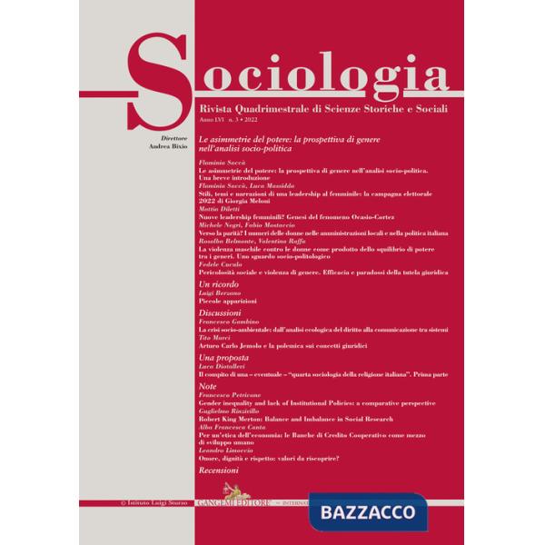 Sociologia. Rivista quadrimestrale di scienze storiche e sociali (2022). Vol. 3