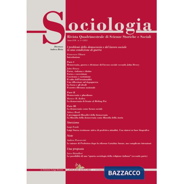 Sociologia. Rivista quadrimestrale di scienze storiche e sociali (2023). Vol. 1