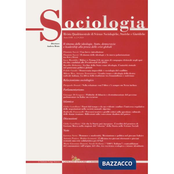 Sociologia. Rivista quadrimestrale di scienze storiche e sociali (2024). Vol. 2