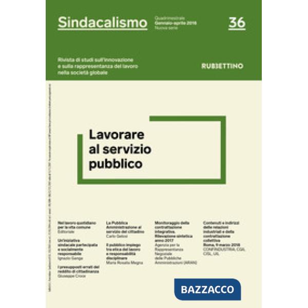 Sindacalismo. Rivista di studi sull'innovazione e sulla rappresentanza del lavor