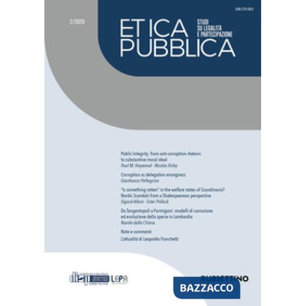 Etica pubblica. Studi su legalità e partecipazione (2020). Vol. 2