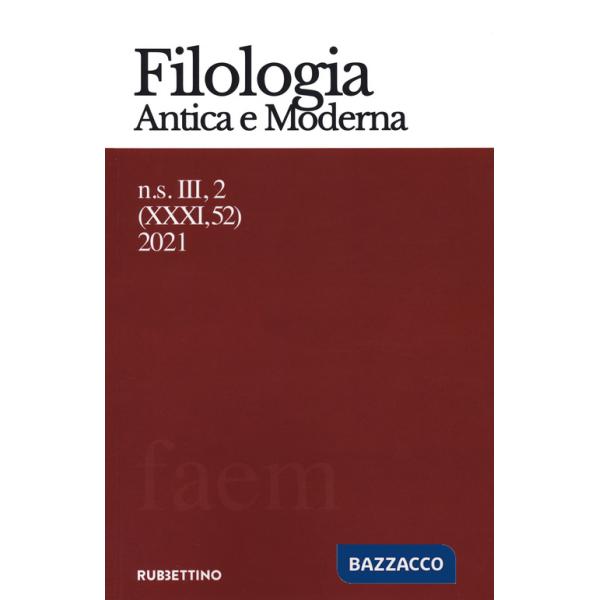 Filologia antica e moderna (2021). Vol. 52