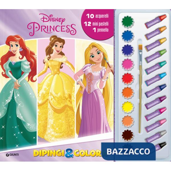 Disney Princess. Dipingi & colora. Ediz. a colori. Con 10 acquerelli. Con 12 pastelli a cera