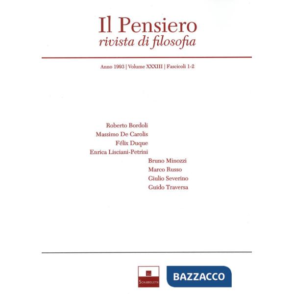 Pensiero. Rivista di filosofia (1993) (Il). Vol. 33/1-2