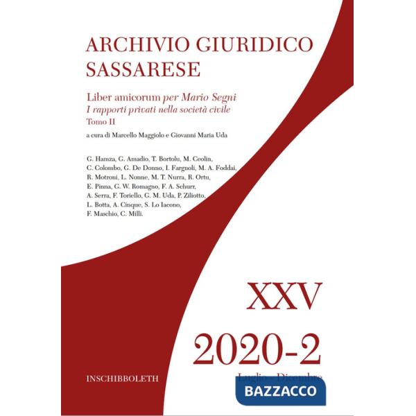 Archivio giuridico sassarese (2020). Vol. 2/2: Liber amicorum per Mario Segni