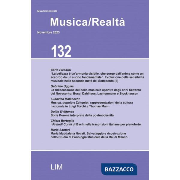 Musica/realtà (2023). Vol. 132