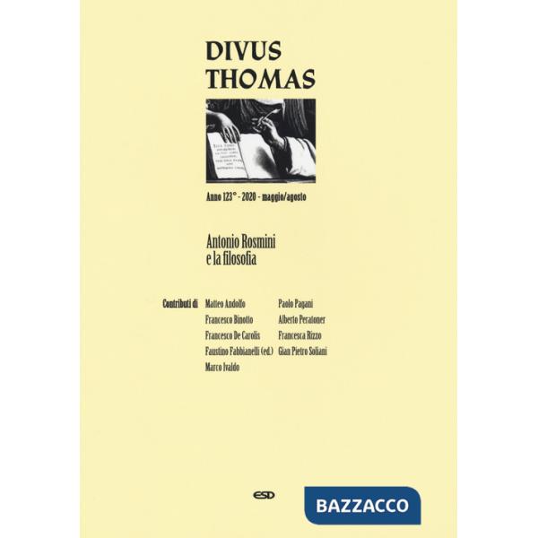 Divus Thomas (2020). Vol. 2: Antonio Rosmini e la filosofia