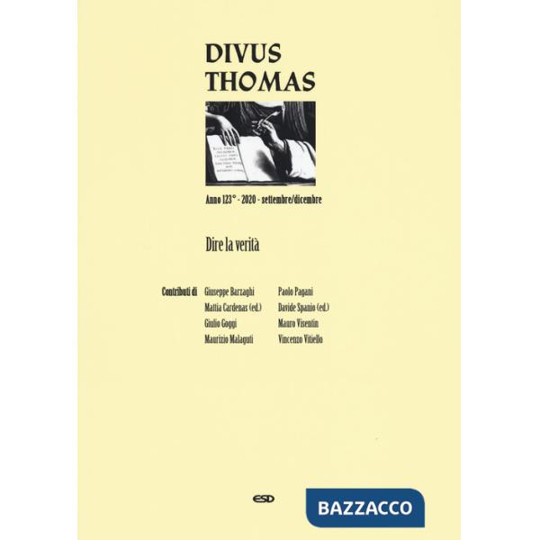 Divus Thomas (2020). Vol. 3: Dire la verità