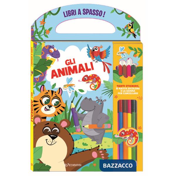 Animali. Libri a spasso. Ediz. a colori. Con gomma. Con 6 matite bicolore (Gli)