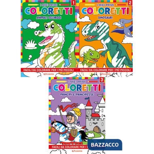 Miei primi coloretti. Ediz. illustrata (I). Vol. 1-3: Animali selvaggi-Dinosauri-Principi e principesse