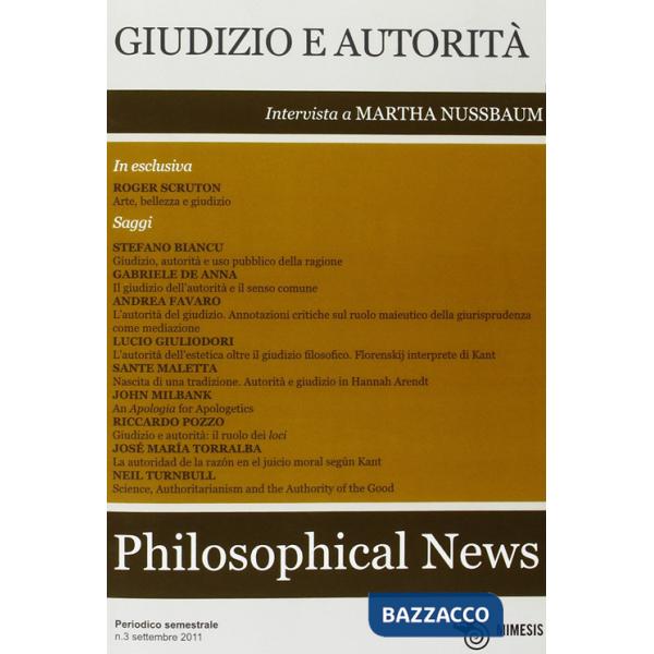 Philosophical news (2012). Vol. 3: Giudizio e autorità