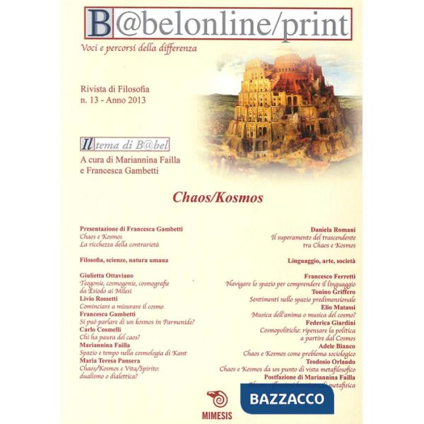 Babelonline print. Vol. 13: Chaos/kosmos