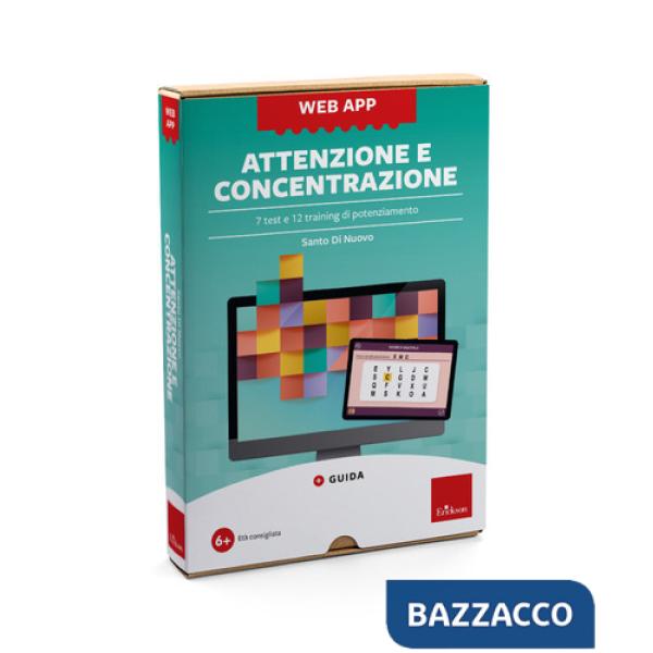 Attenzione e concentrazione. 7 test e 12 training di potenziamento. Web app. Con software