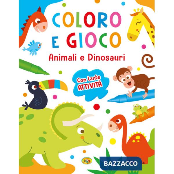 Animali e dinosauri. Coloro e gioco. Ediz. a colori. Con pennarelli