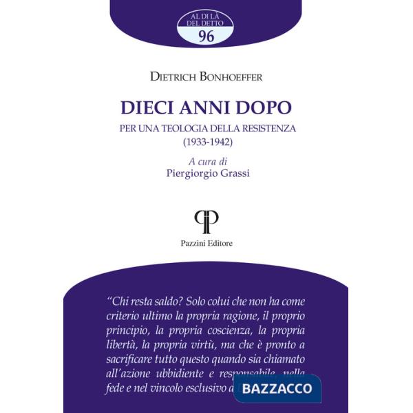 Dieci anni dopo. Per una teologia della resistenza (1933-1942)
