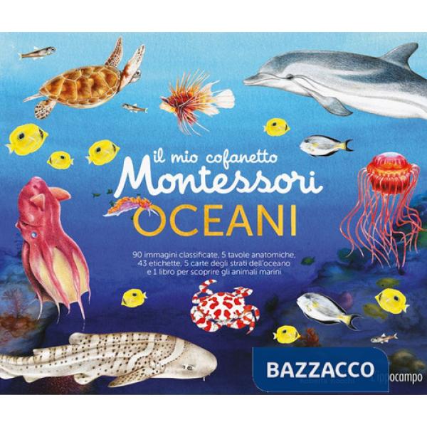 Mio cofanetto Montessori degli oceani. Ediz. a colori. Con 90 carte degli animali. Con 5 carte degli strati dell'oceano. Con 43 