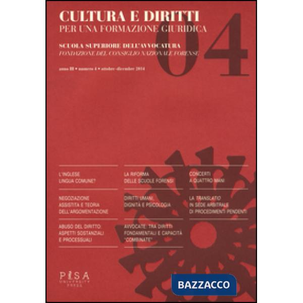 Cultura e diritti. Per una formazione giuridica (2014). Vol. 4