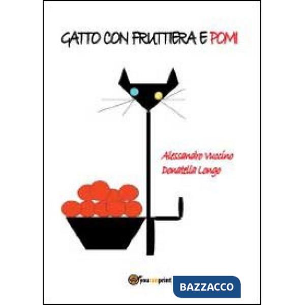 Gatto con fruttiera e pomi