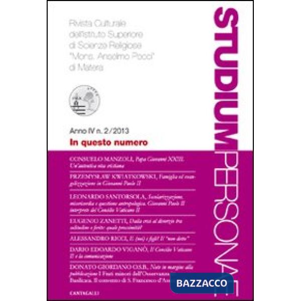Studium personae. Rivista culturale dell'Istituto superiore di scienze religiose Mons. A. Pecci di Matera (2013). Vol. 2