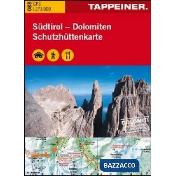 Cartina dei rifugi. Alto Adige-Dolomiti. Ediz. italiana e tedesca