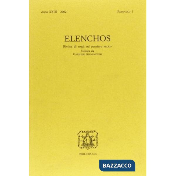 Elenchos. Anno XXIII 2002. Fascicolo 1