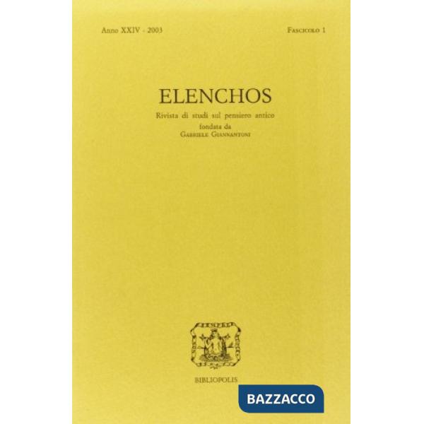 Elenchos. Anno XXIV 2003. Fascicolo 1