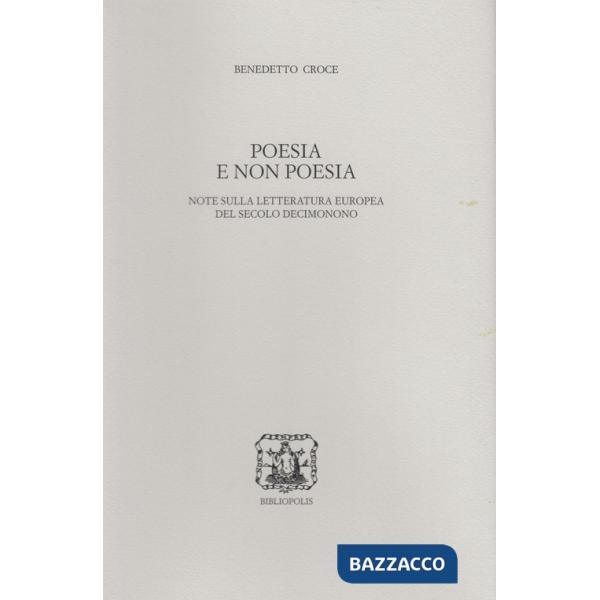 Poesia e non poesia. Note sulla letteratura europea del secolo decimonono