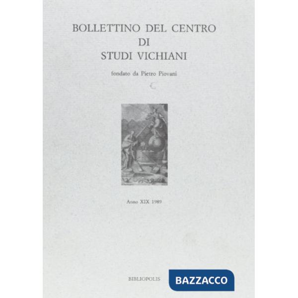 Bollettino del Centro di studi vichiani (1989). Vol. 19