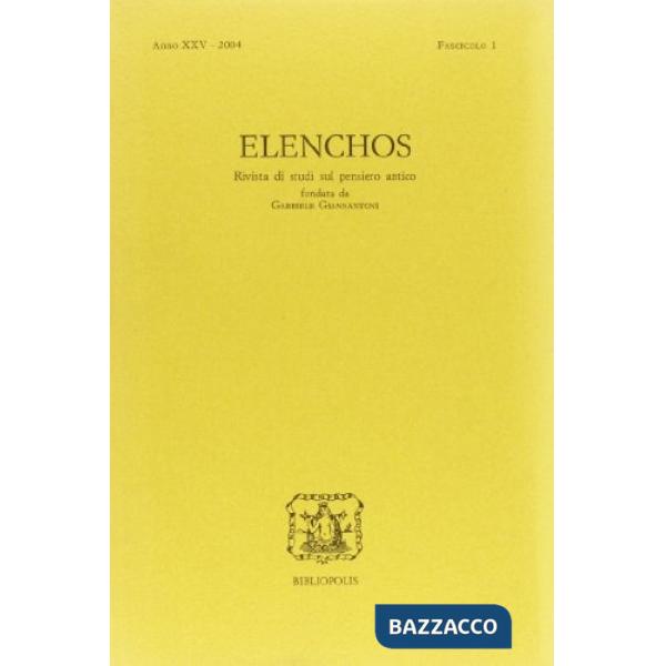 Elenchos. Anno XXV 2004. Fascicolo 1