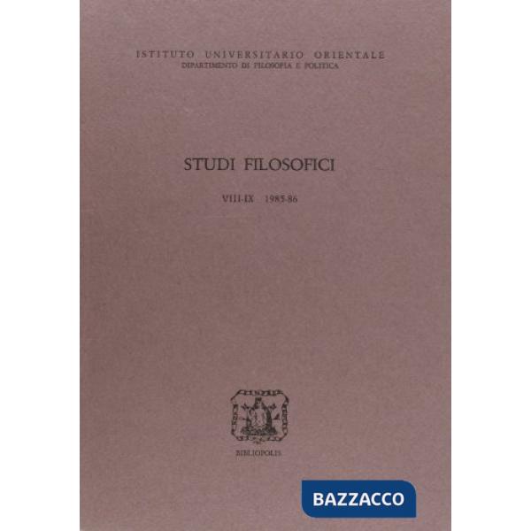 Studi filosofici VIII-IX 1985/1986