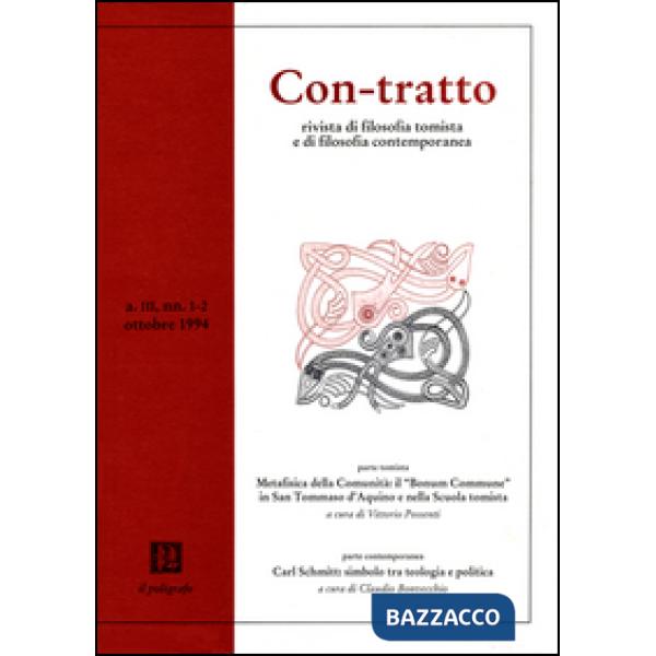 Con-tratto. Rivista di filosofia tomista e di filosofia contemporanea vol. 1-2 (