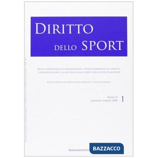 Diritto dello sport (2008). Vol. 1